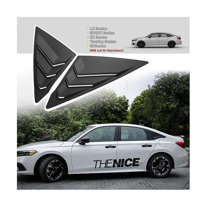 Rear Side Window Louvers Triangular Window Glass Blinds for Sedan 11th 2022 2023 - Abs Matt Black