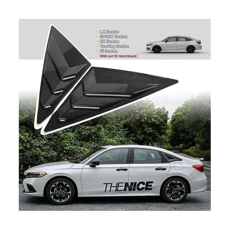 Rear Side Window Louvers Triangular Window Glass Blinds for Sedan 11th 2022 2023 - Abs Carbon Fiber