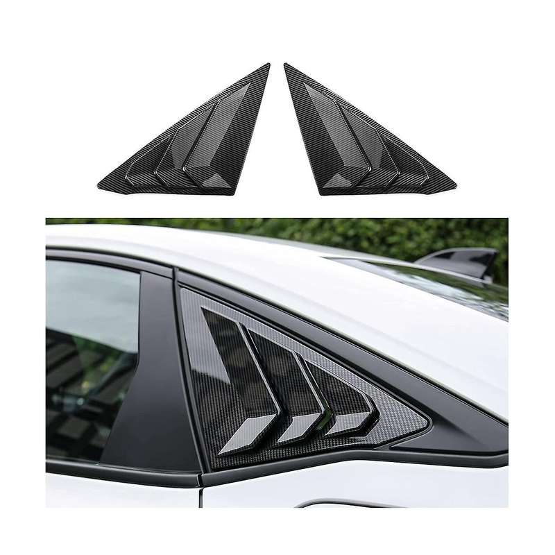 Rear Side Window Louvers Triangular Window Glass Blinds for Sedan 11th 2022 2023 - Abs Carbon Fiber