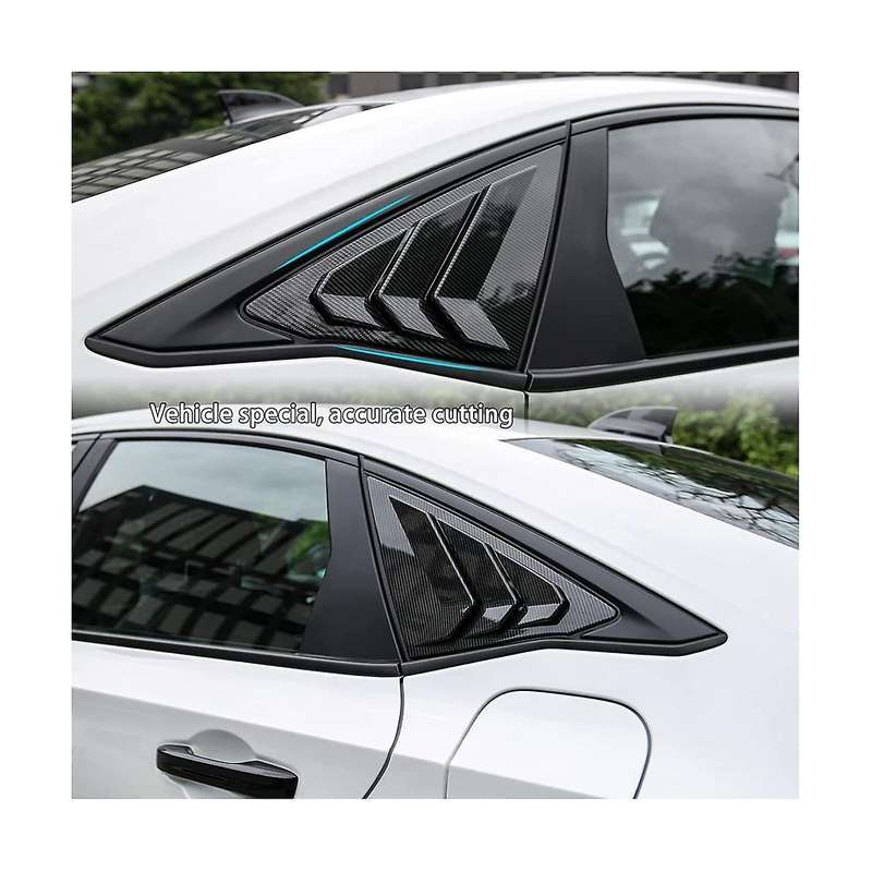 Rear Side Window Louvers Triangular Window Glass Blinds for Sedan 11th 2022 2023 - Abs Carbon Fiber