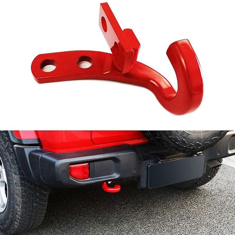 Rear Towing Hook Trailer Hitch Receiver for JL JLU 2018 2019 2020 2021 (Red)