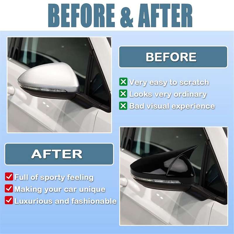 Rear View Side Mirror Cover Side Mirror Cap for / GLI 2019 2020 2021 2022, Black