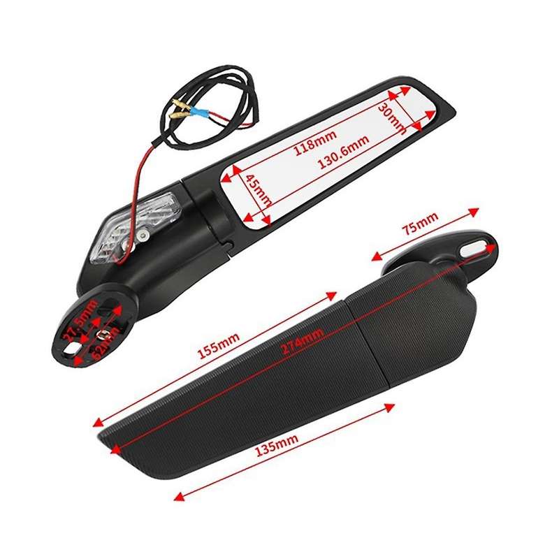 Rear View Mirror Wind Wing Adjustable Rotation for 899 R15 K9 with Turn Signal