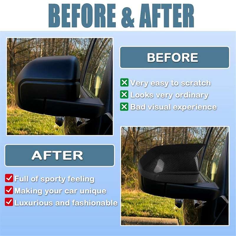 Rear View Side Mirror Cover Side Mirror Cap Trim for 2021-2024 Accessories - Carbon
