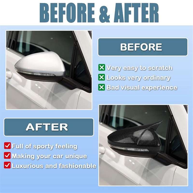 Rear View Side Mirror Cover Side Mirror Cap for / GLI 2019 2020 2021 2022, Carbon Fiber
