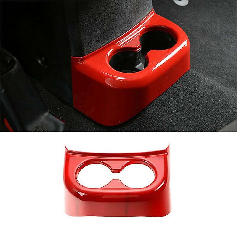 Rear Water Cup Holder Panel Frame Trim ABS Interior Accessories for Wrangler JK 2011-2017 (Red)