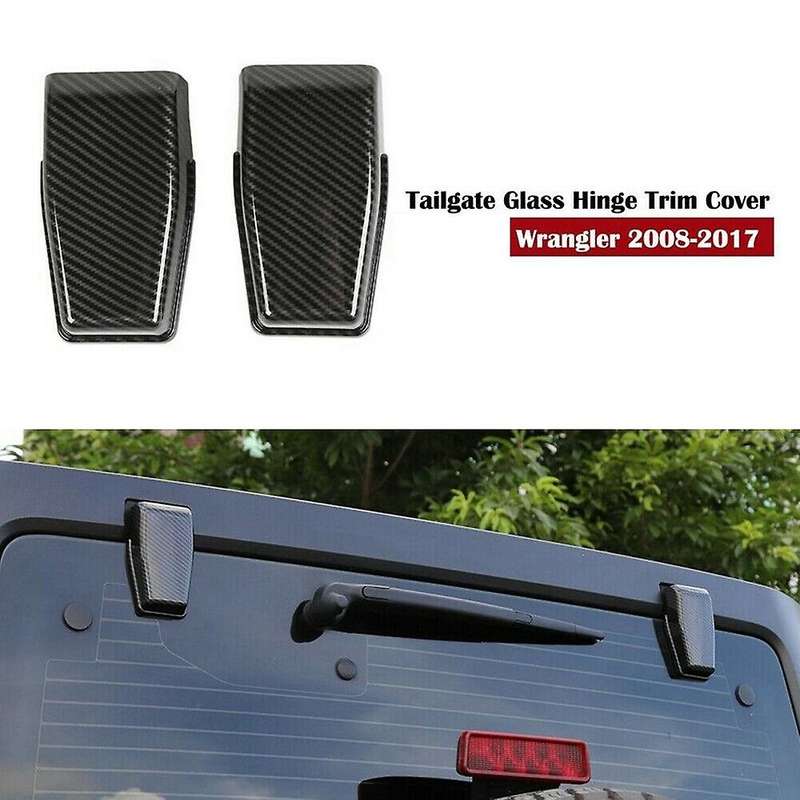 Rear Window Hinge Liftgate Glass Hinge Cover Trim for JK 2007-2017 Carbon Fiber