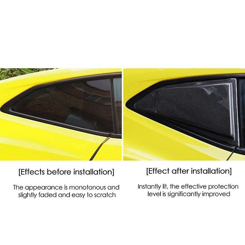 Rear Window Side Louvers Vent Cover Stickers, for 2016-2019 Window Blinds Trim Carbon Fiber