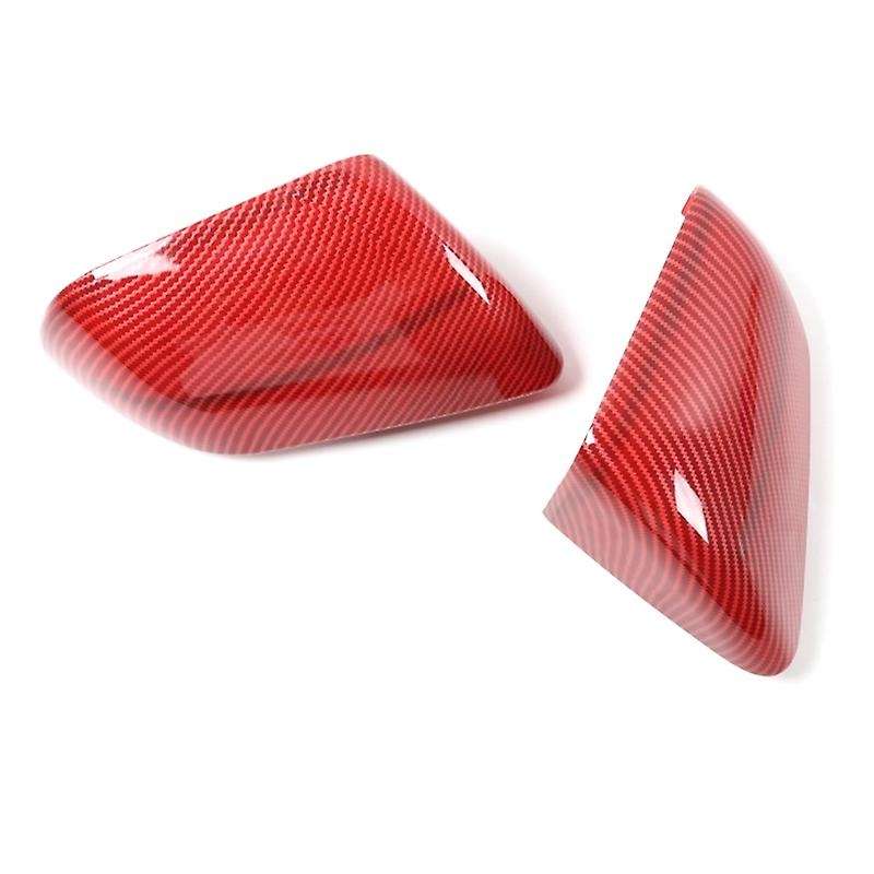 Rearview Mirror Cover Trim Kit Decoration for 2015 2016 2017 2018 2019, Red Carbon Fiber Grain