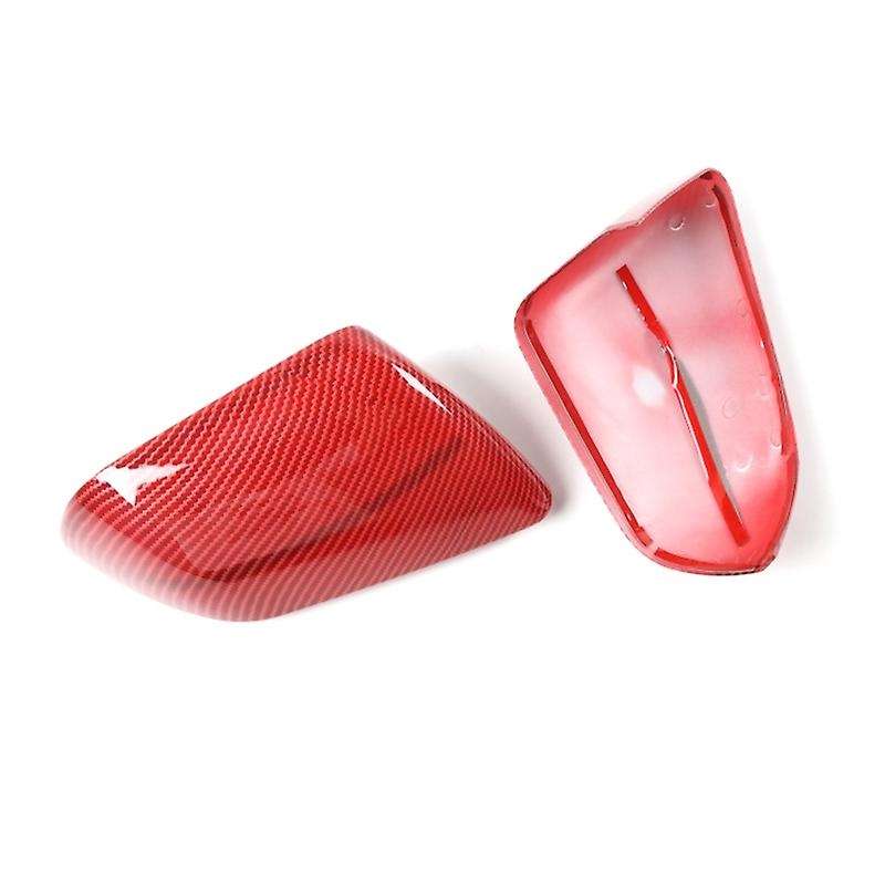 Rearview Mirror Cover Trim Kit Decoration for 2015 2016 2017 2018 2019, Red Carbon Fiber Grain