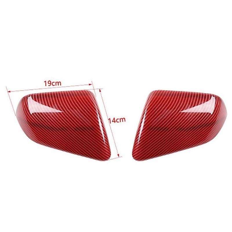 Rearview Mirror Cover Trim Kit Decoration for 2015 2016 2017 2018 2019, Red Carbon Fiber Grain