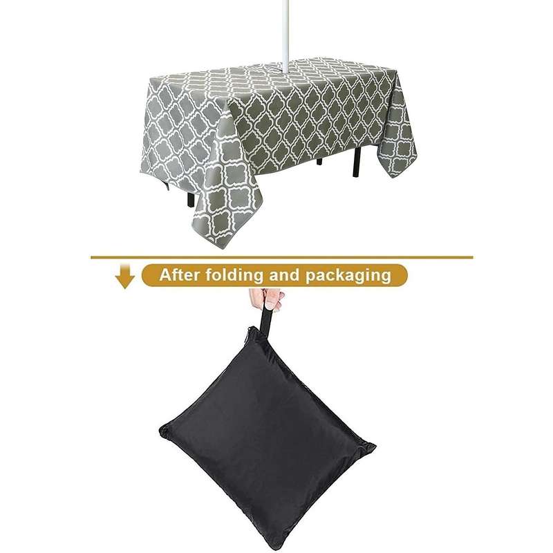 Recatngle Indoor Outdoor Waterproof Tablecloth with Umbrella Hole and Zipper for Patio Garden Party