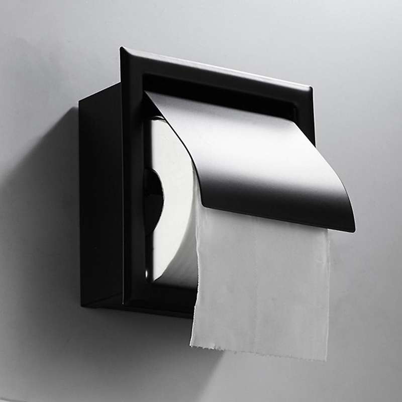 Recessed Toilet Paper Holder,Stainless Steel Double Roll Paper Box for Bathroom,Wall-Mounted Paper S