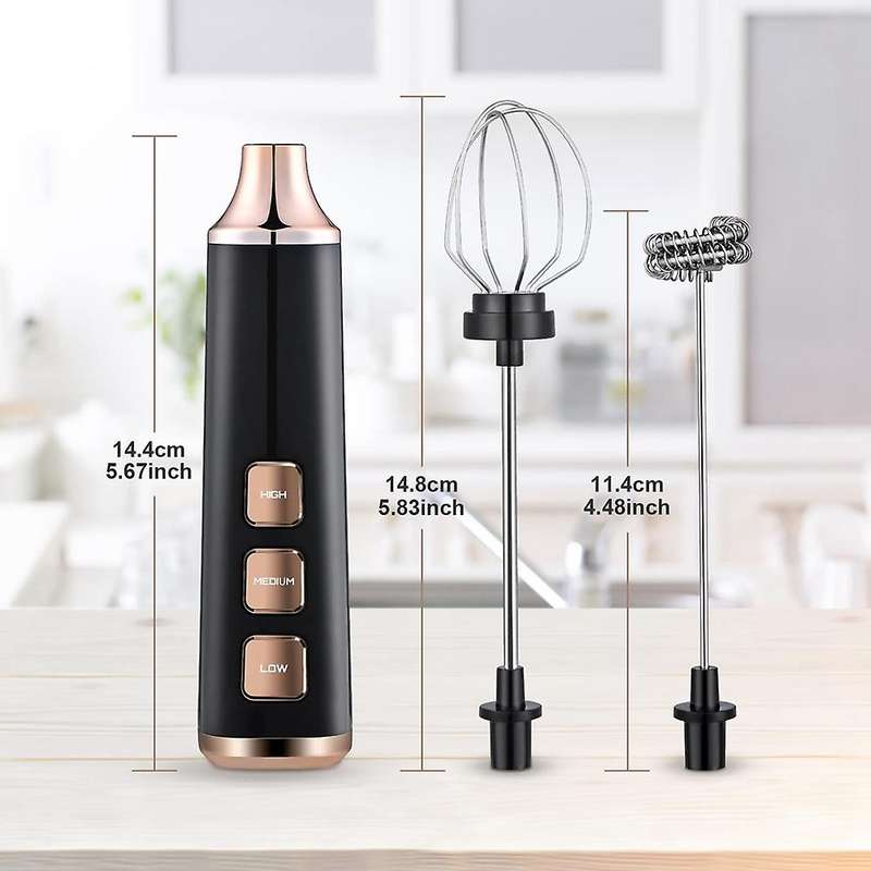 Rechargeable 3 Speeds Milk Frother Handheld Standable Frother perfect for Making Coffee Lattes Egg W