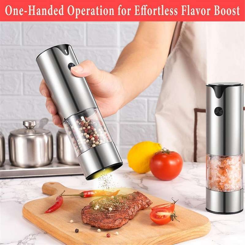 Rechargeable Electric Salt and Pepper Grinder Set - Peppercorn & Sea Salt Spice Mill Set with Adjust