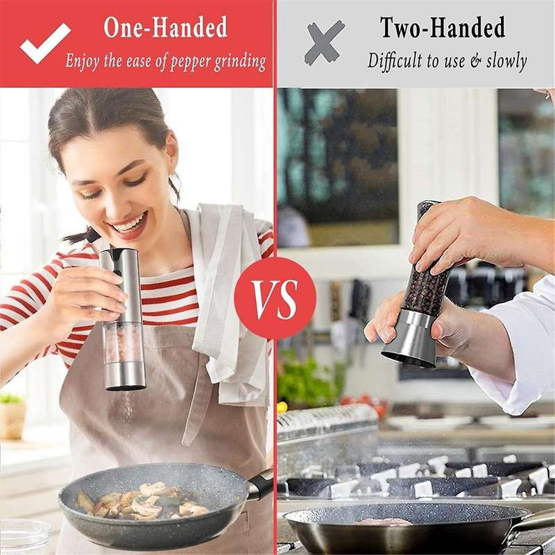 Rechargeable Electric Salt and Pepper Grinder Set - Peppercorn & Sea Salt Spice Mill Set with Adjust