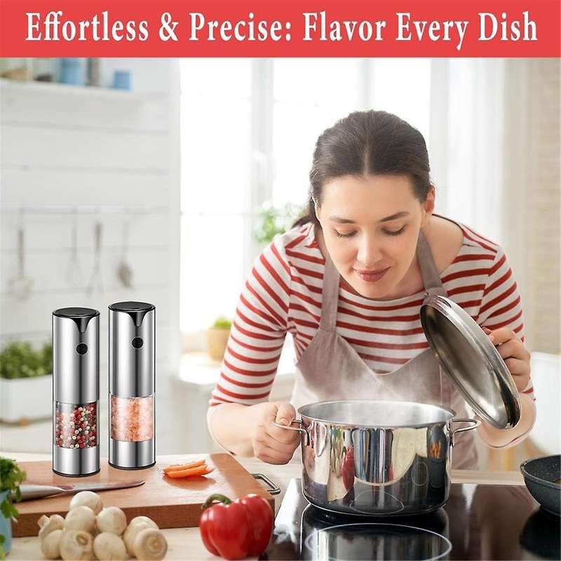 Rechargeable Electric Salt and Pepper Grinder Set - Peppercorn & Sea Salt Spice Mill Set with Adjust
