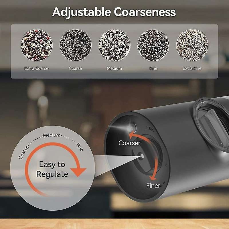 Rechargeable Electric Salt and Pepper Grinder Set with Double Charging Base, Usb Cable, Automatic S