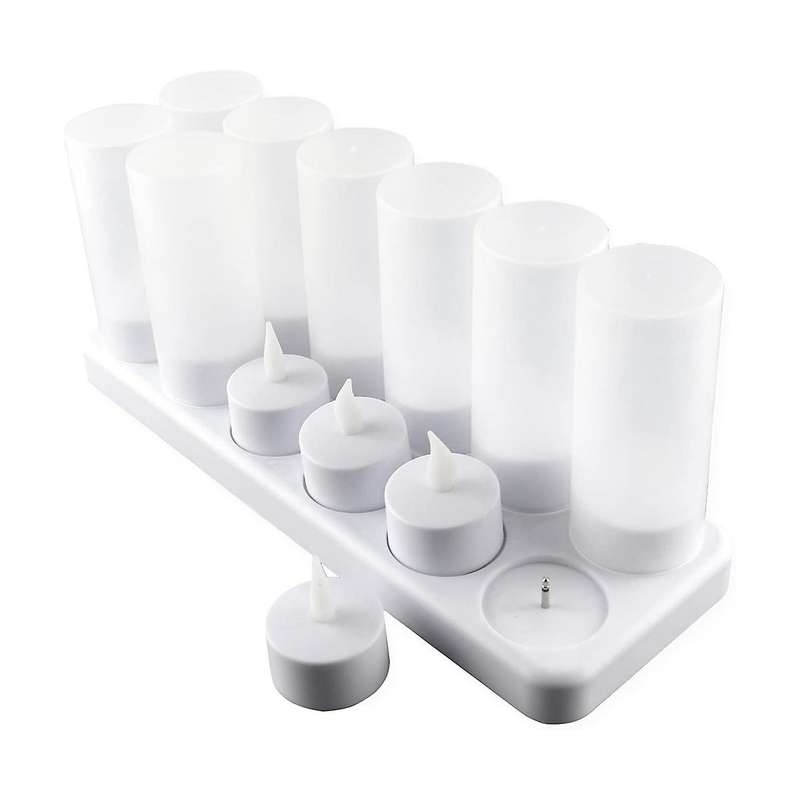 Rechargeable Flameless Candle,12 Pcs Yellow Light Led Flickering Tea Lights&12 Frosted Cups,with Ch