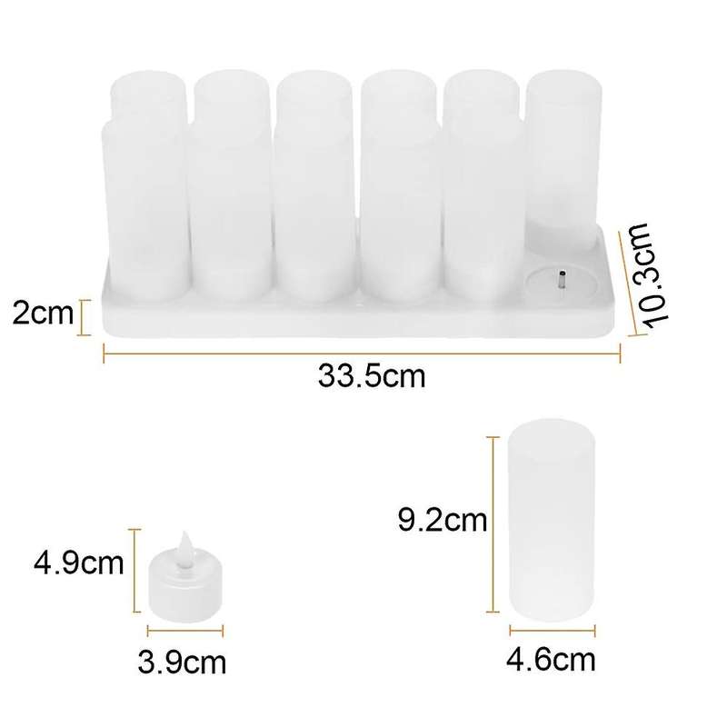 Rechargeable Flameless Candle,12 Pcs Yellow Light Led Flickering Tea Lights&12 Frosted Cups,with Ch