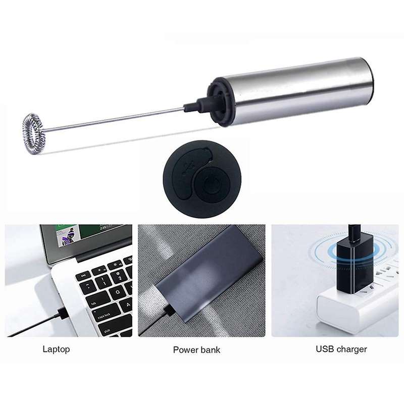 Rechargeable Electric Foam Maker Handheld Foamer 2 Speeds Drink Mixer for Coffee Electric Egg Beate