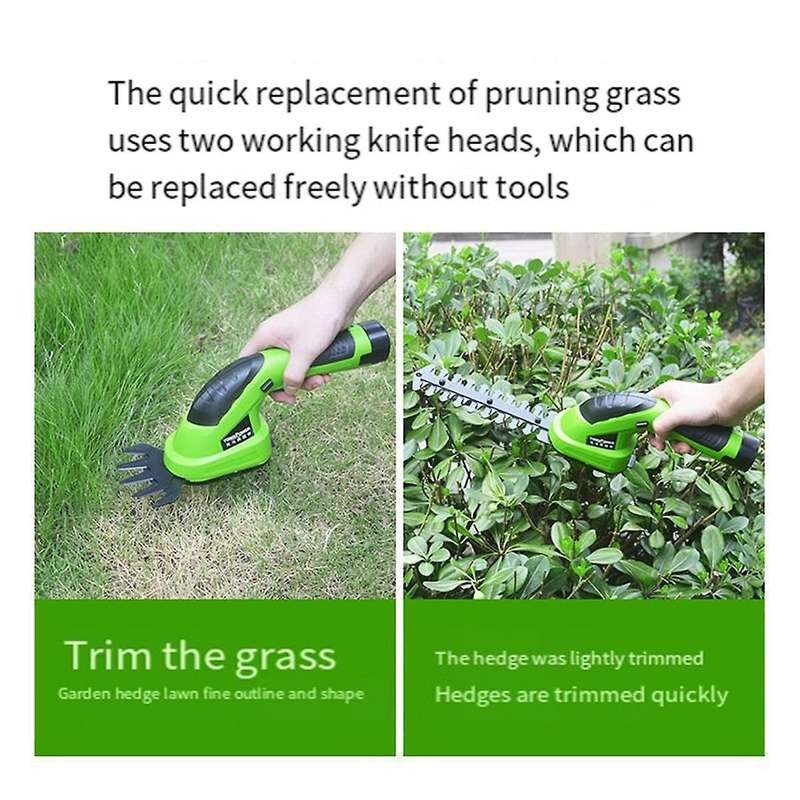 Rechargeable Cordless Grass Shear & Electric Hedge Trimmer 2 in 1 Handheld Hedge Trimmer 3.6V Electr