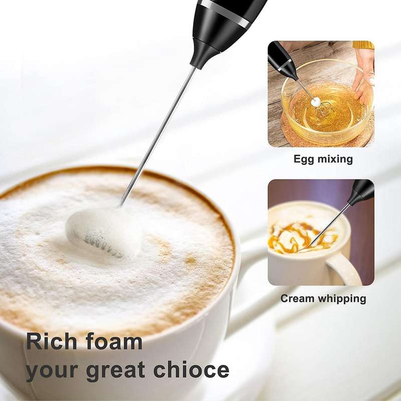 Rechargeable Milk Frother Handheld Electric Foam Maker with 3 Speed for Coffee Latte Cappuccino Cho