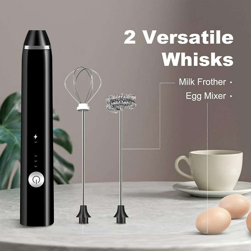 Rechargeable Milk Frother Handheld Electric Foam Maker with 3 Speed for Coffee Latte Cappuccino Cho
