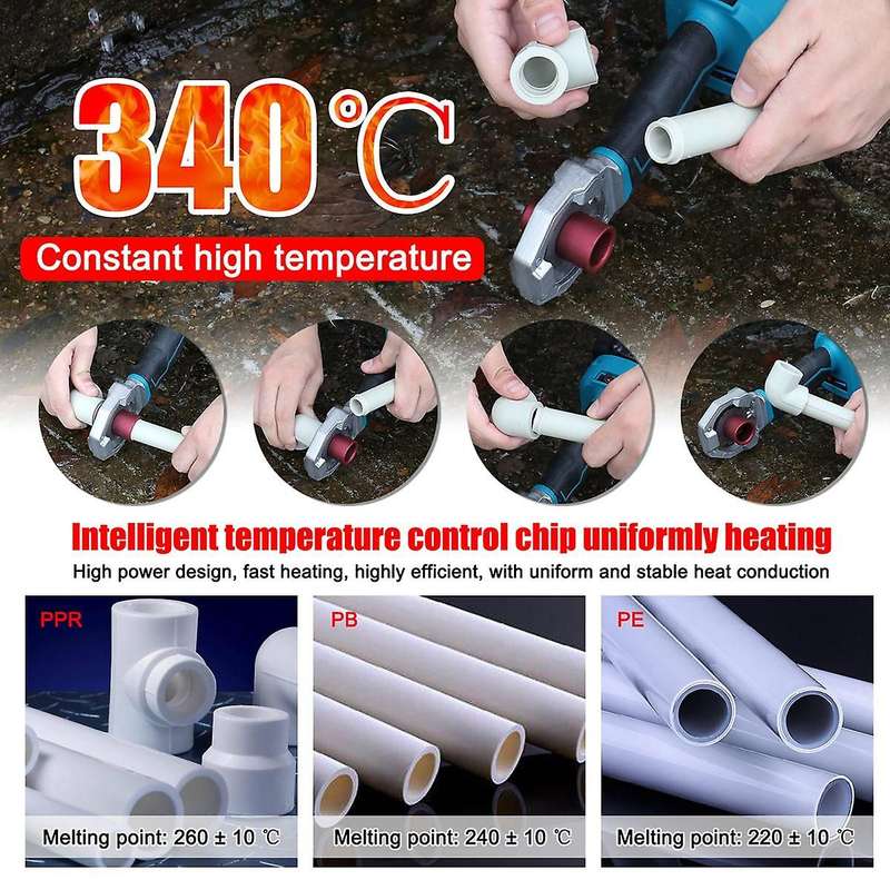 Rechargeable Hot Machine Ppr Water Pipe Melter Plastic Welding Machine with Replacement Heads 18v B