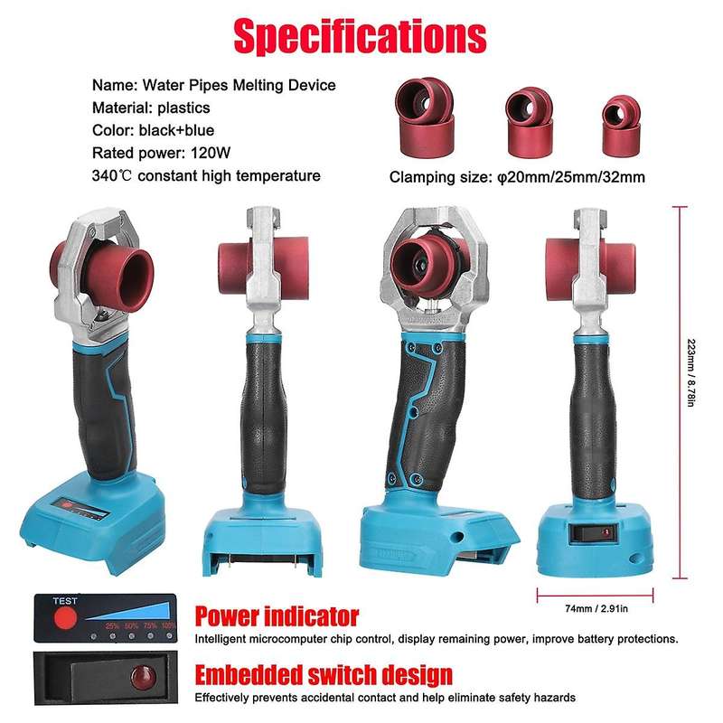 Rechargeable Hot Machine Ppr Water Pipe Melter Plastic Welding Machine with Replacement Heads 18v B