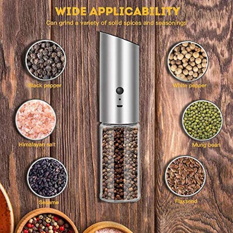 Rechargeable Salt and Pepper Mill Electric Pepper Mill USB Rechargeable Electric Salt Mill Adjustabl