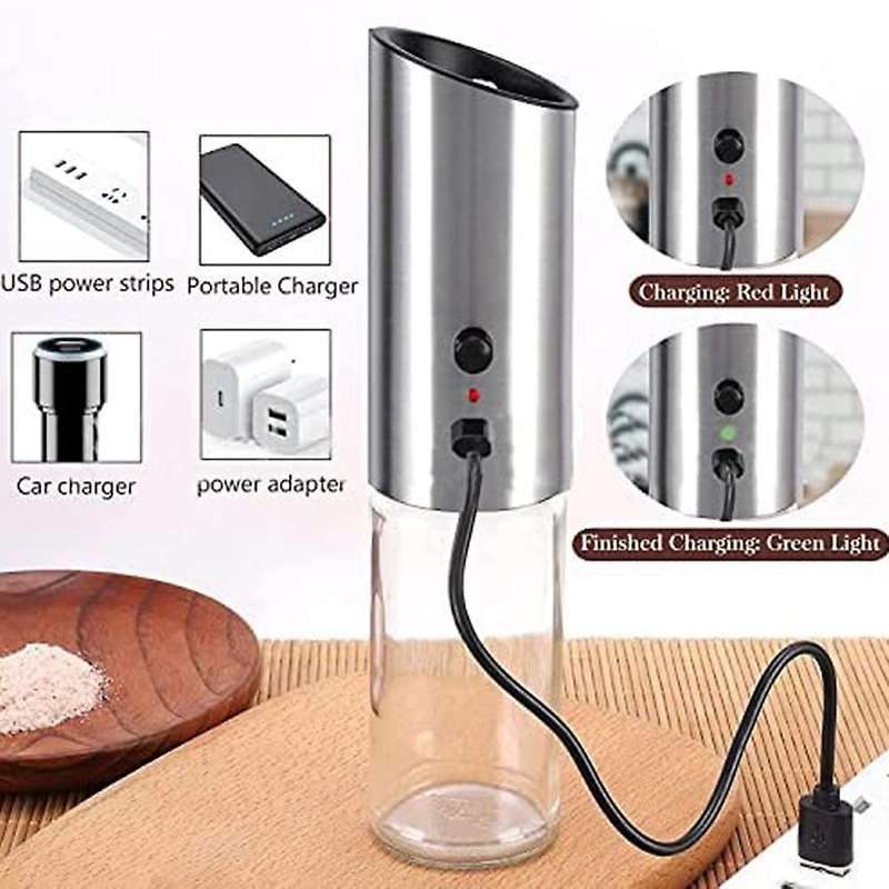 Rechargeable Salt and Pepper Mill Electric Pepper Mill USB Rechargeable Electric Salt Mill Adjustabl