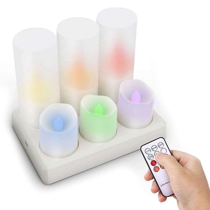 Rechargeable Tea Light Flickering Candles with Charging Base Like Real Candles, for Weddings
