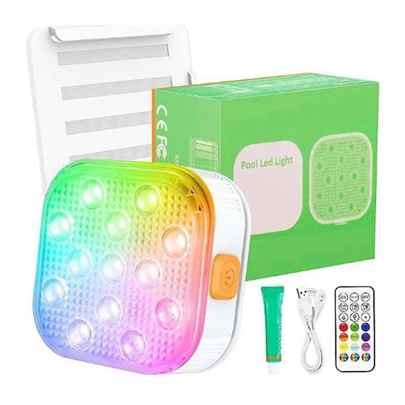 Rechargeable Submersible Pool Lights with Remote, IP68 Waterproof 16 Color Changing LED Lights with