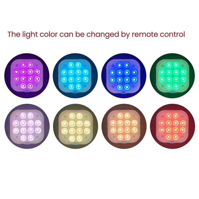 Rechargeable Submersible Pool Lights with Remote, IP68 Waterproof 16 Color Changing LED Lights with