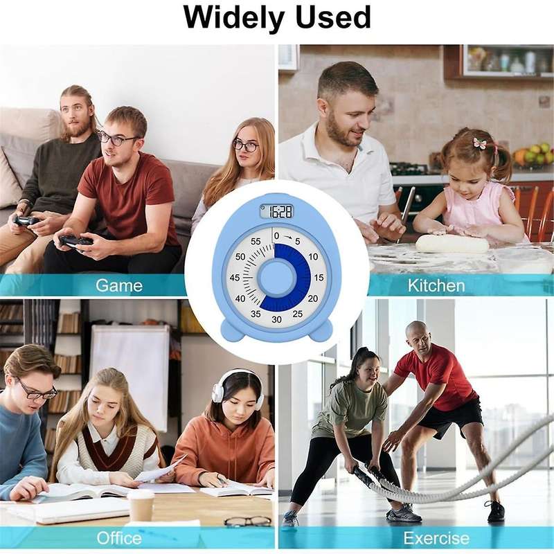 Rechargeable Visual Timer with Clock and Night Light,60 Minute Countdown Timer for Kids Adults with