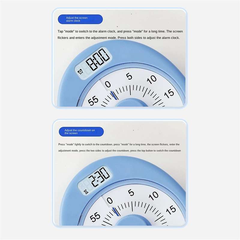 Rechargeable Visual Timer with Clock and Night Light,60 Minute Countdown Timer for Kids Adults with