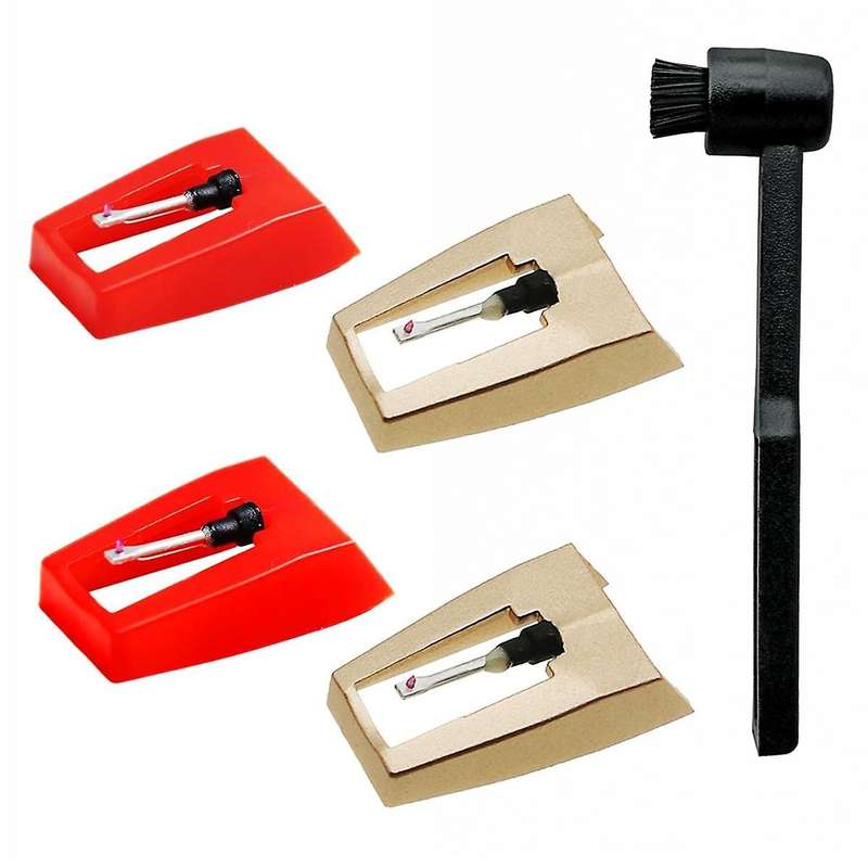 Record Player Needle Kit, 4Pcs Turntable Needles with 1Pcs Stylus Cleaning Brush, Replacement for LP