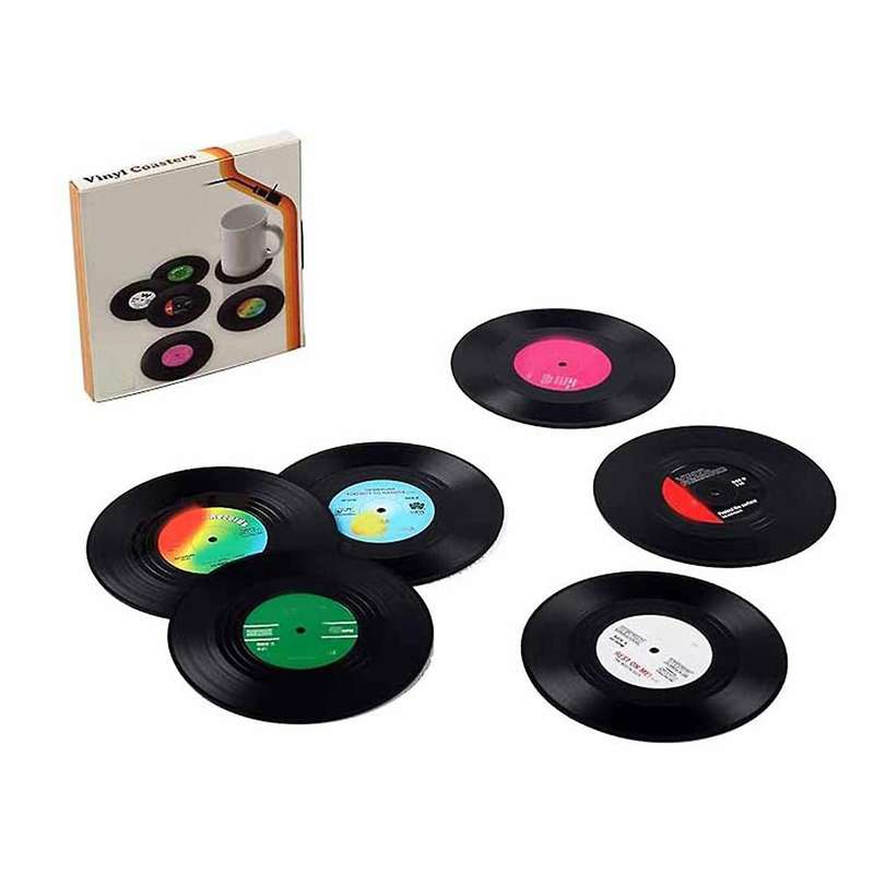 Record Coasters for Drinks Colorful Retro Decoration for Home/office/bar Funny- Music Lovers Set Of