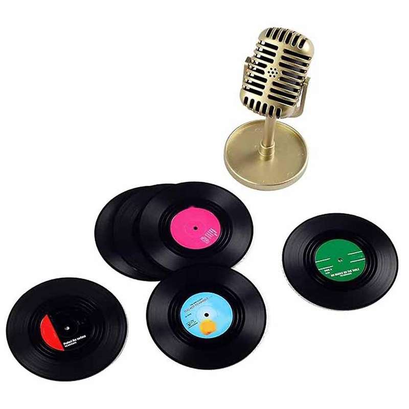 Record Coasters for Drinks Colorful Retro Decoration for Home/office/bar Funny- Music Lovers Set Of