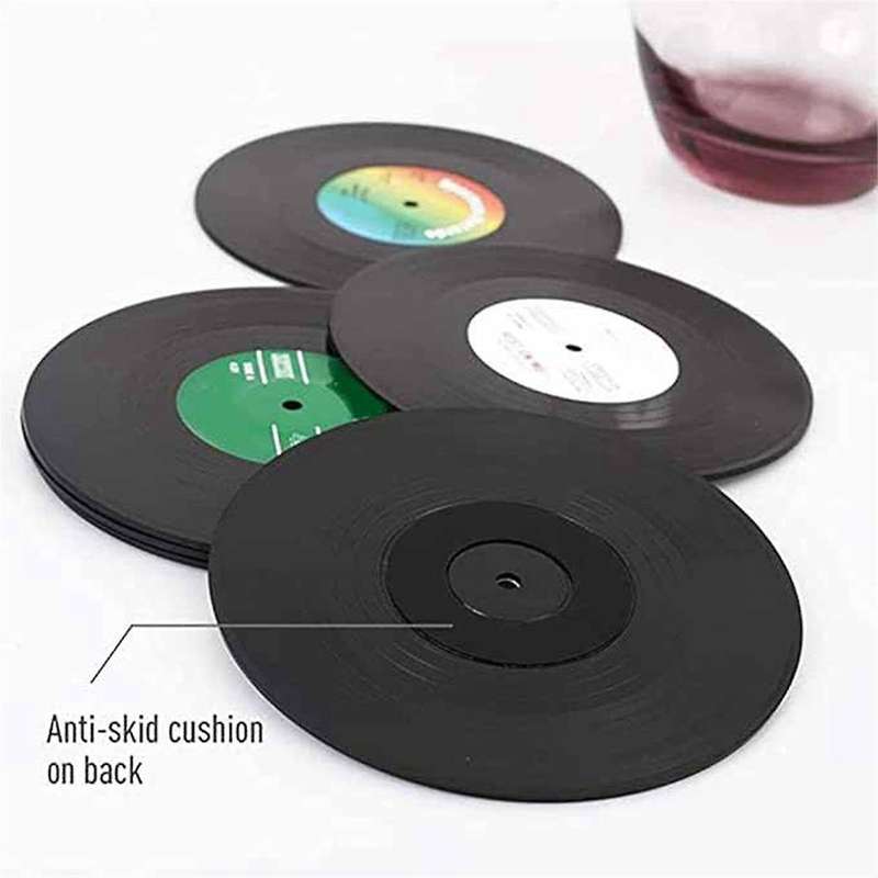 Record Coasters for Drinks Colorful Retro Decoration for Home/office/bar Funny- Music Lovers Set Of