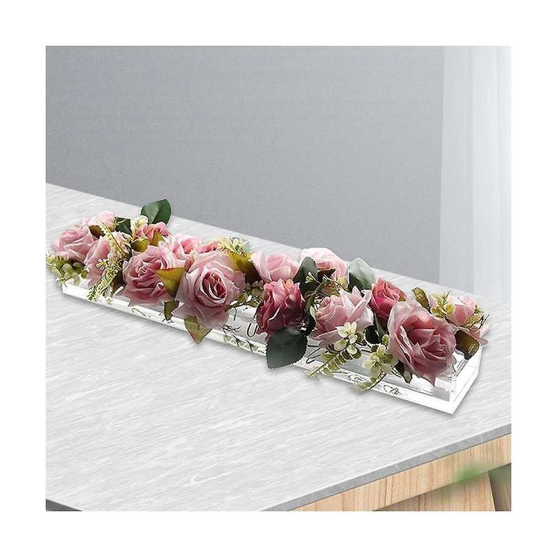Rectangular Floral Centerpiece for Dining Table, Flower Vase, Modern Dining Table Floral Arrangemen