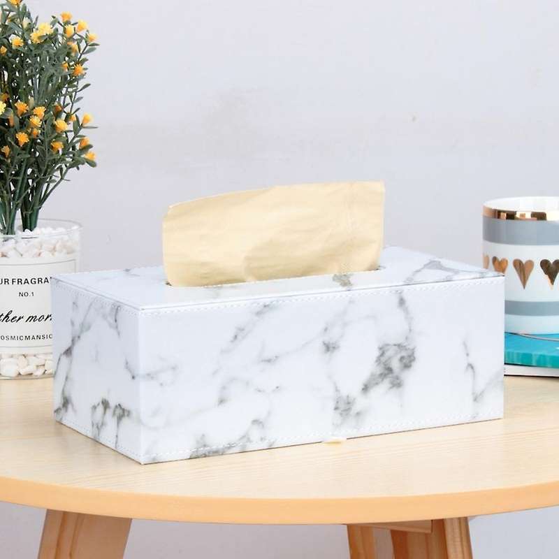 Rectangular Marble Pu Leather Facial Tissue Box Cover Napkin Holder Paper Towel Dispenser Container