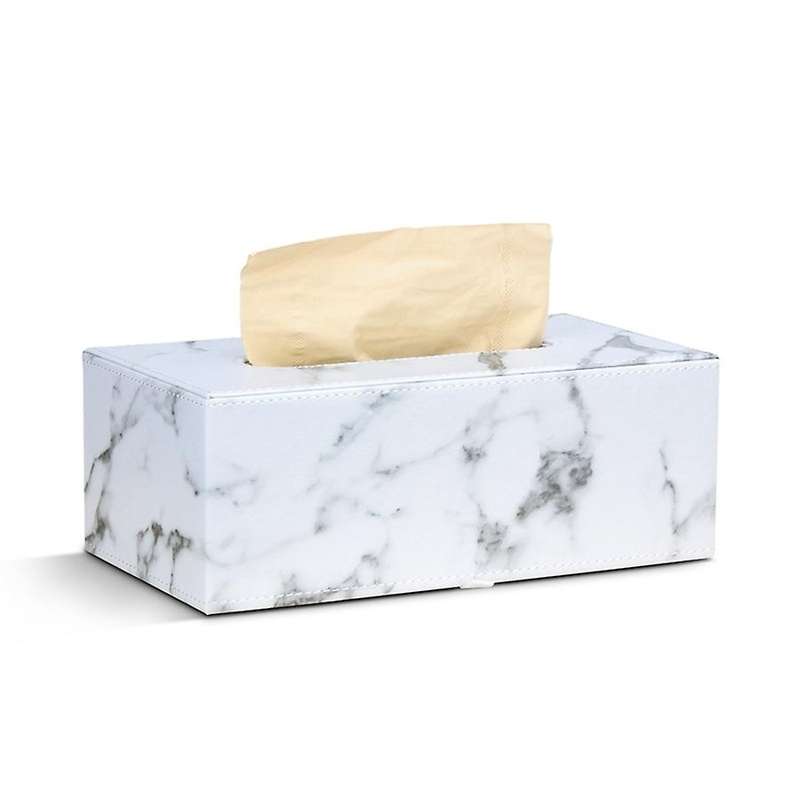 Rectangular Marble Pu Leather Facial Tissue Box Cover Napkin Holder Paper Towel Dispenser Container