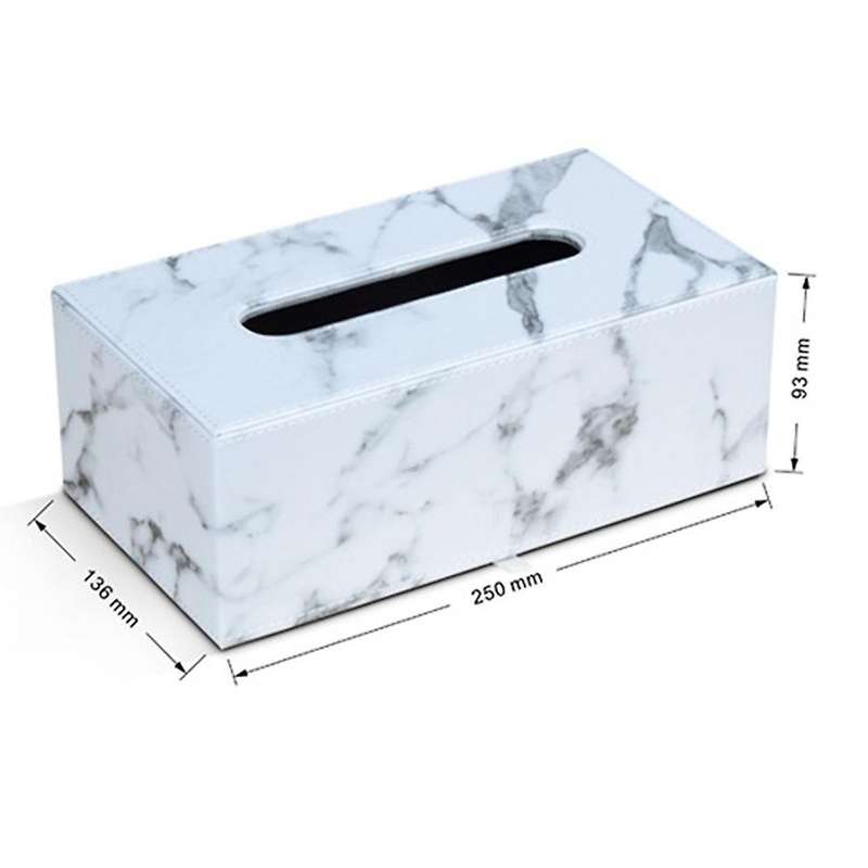 Rectangular Marble Pu Leather Facial Tissue Box Cover Napkin Holder Paper Towel Dispenser Container