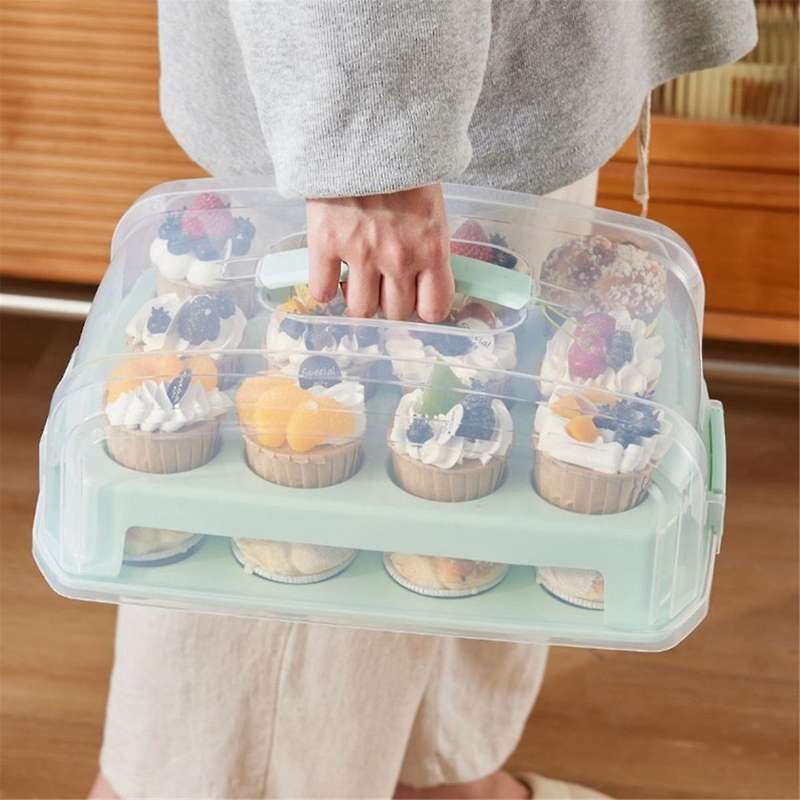 Rectangular Bread Box with Handle Translucent Cake Container Packaging Box Storage Case for Dry Foo