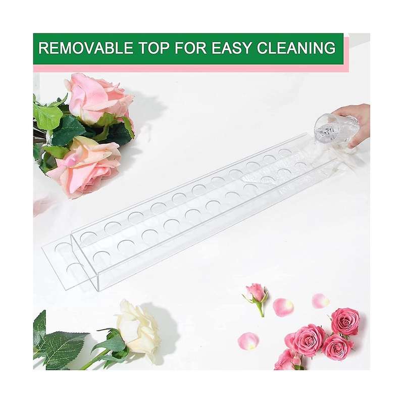 Rectangular Acrylic Vase, Clear Acrylic Flower Vase, 24 Inch Decorative Modern Vase for Weddings Ho