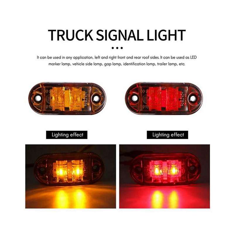 Red 2.5 Inch Oval Led Trailer Truck Clearance Light Side Marker Light 20pcs, Waterproof Marker Ind