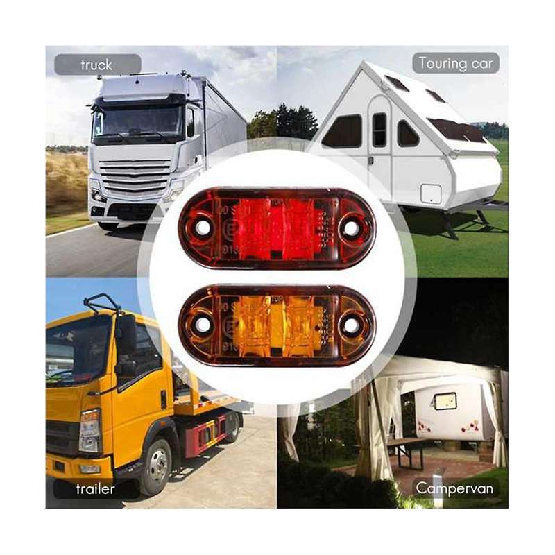 Red 2.5 Inch Oval Led Trailer Truck Clearance Light Side Marker Light 20pcs, Waterproof Marker Ind