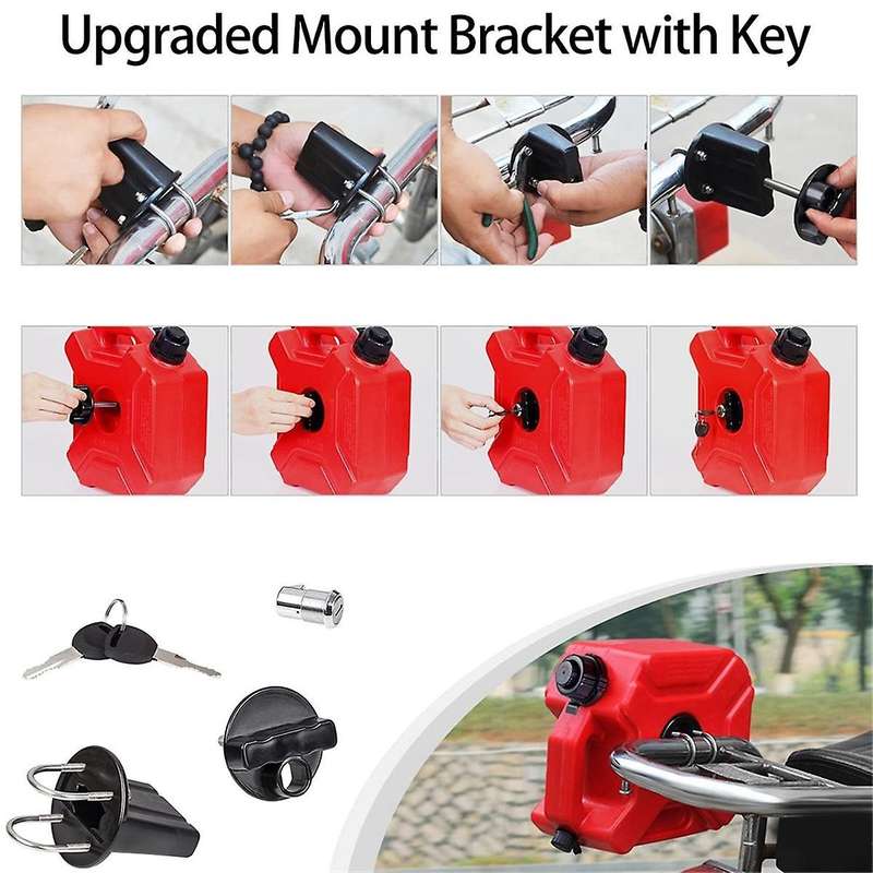 Red 5l Emergency Backup Suv Motorcycle Petrol Storage Gas Tank with Lock Motorcycle Portable Gas Fue